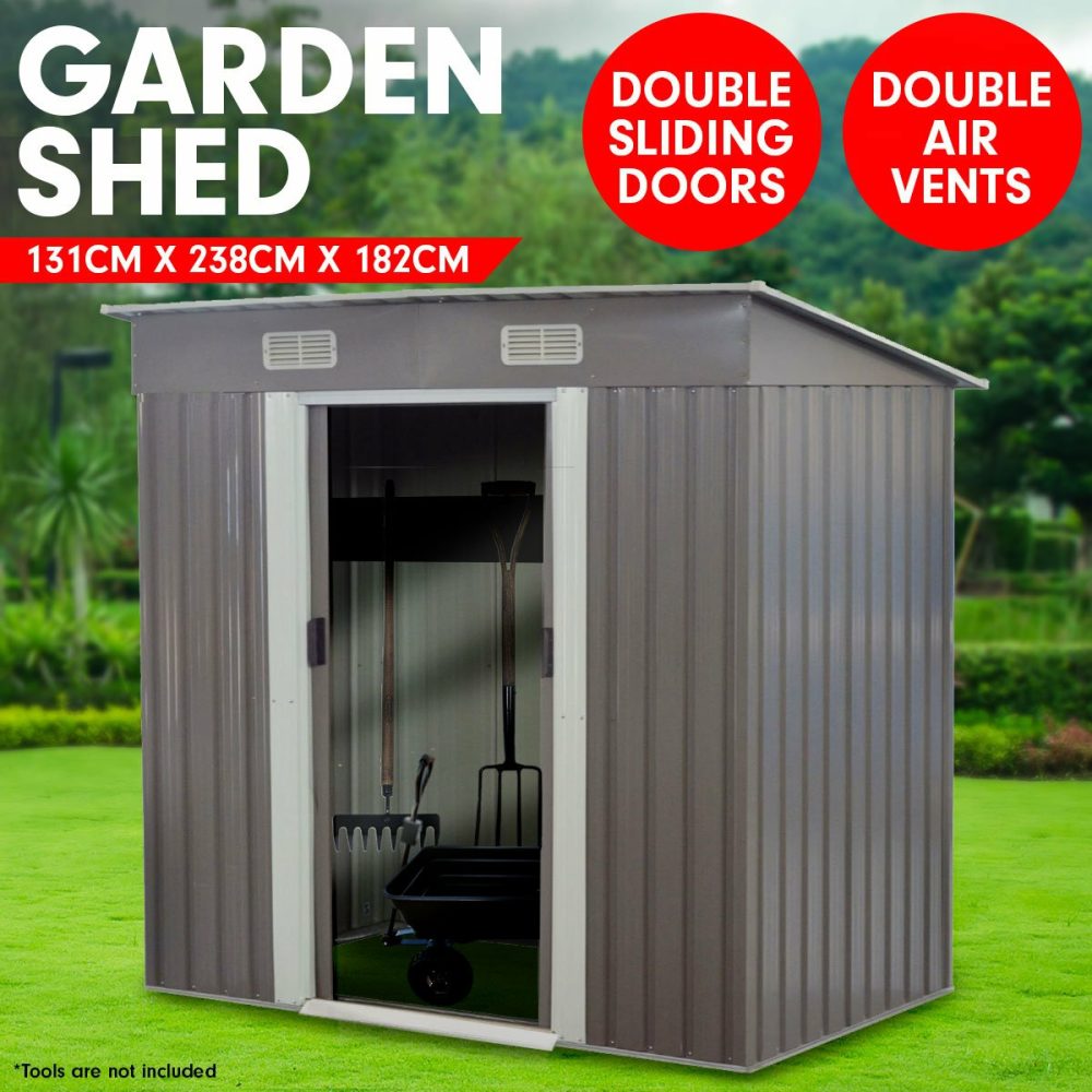 Weather-Resistant 4X8 Garden Shed With Slide Doors & Vents Garden Sheds