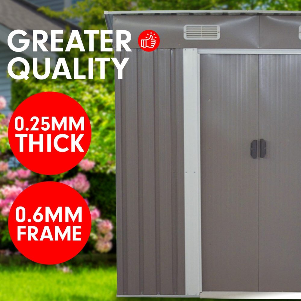 Weather-Resistant 4X8 Garden Shed With Slide Doors & Vents Garden Sheds