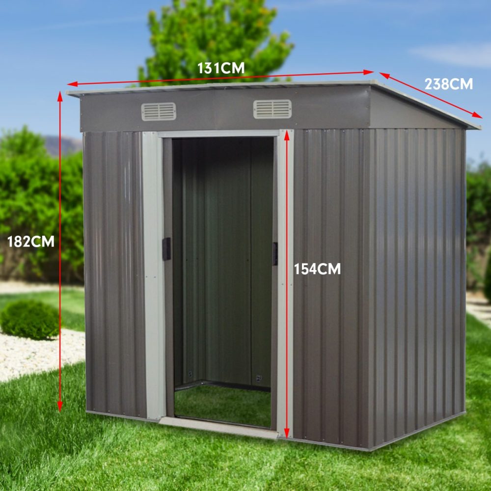 Weather-Resistant 4X8 Garden Shed With Slide Doors & Vents Garden Sheds