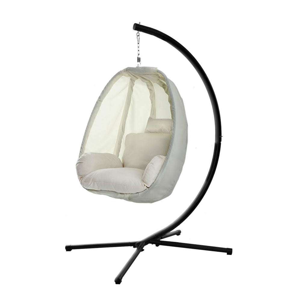 Weather-Resistant Foldable Egg Swing Chair With Cushion Outdoor Furniture