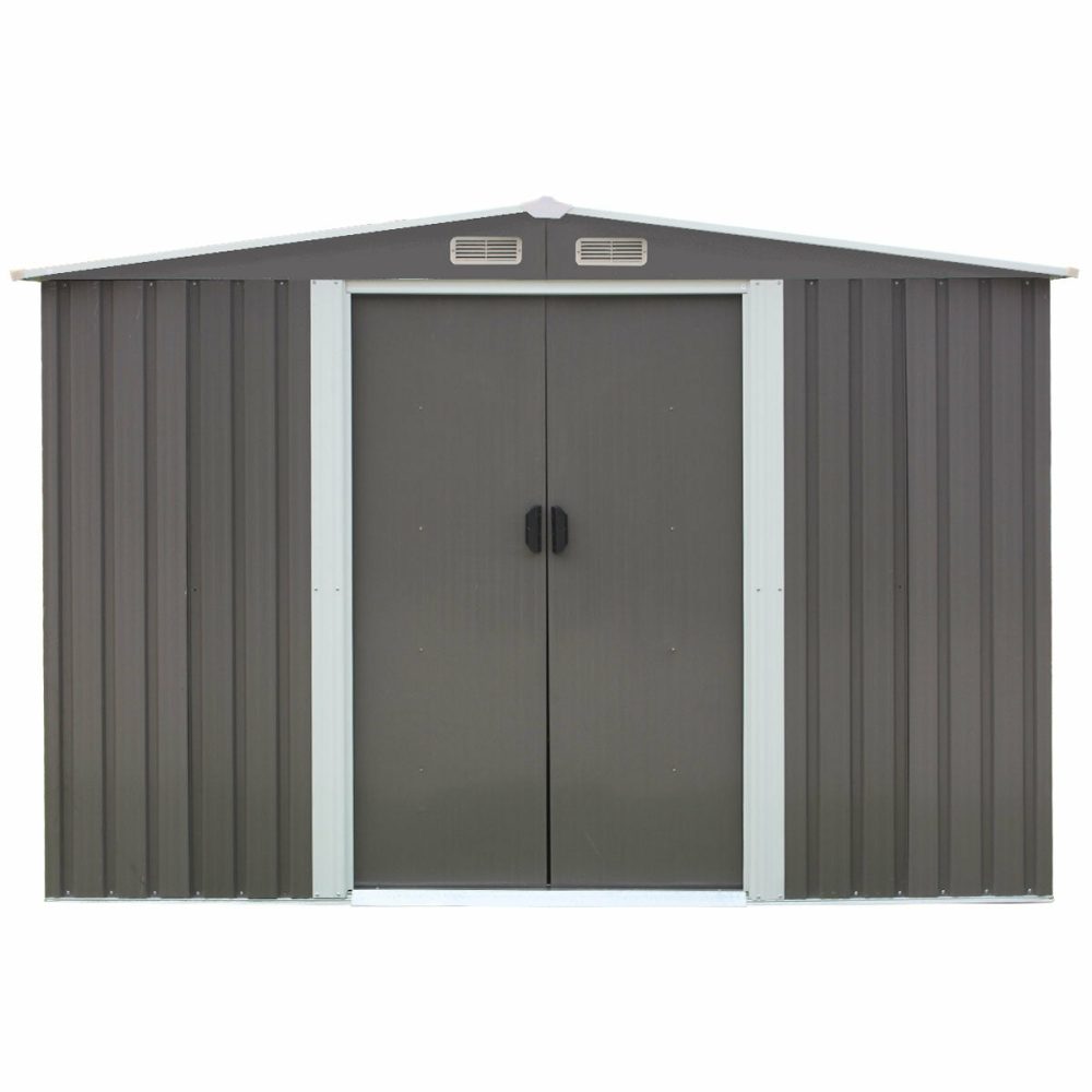 Weather-Resistant Galvanized Steel Garden Shed With Vents Garden Sheds