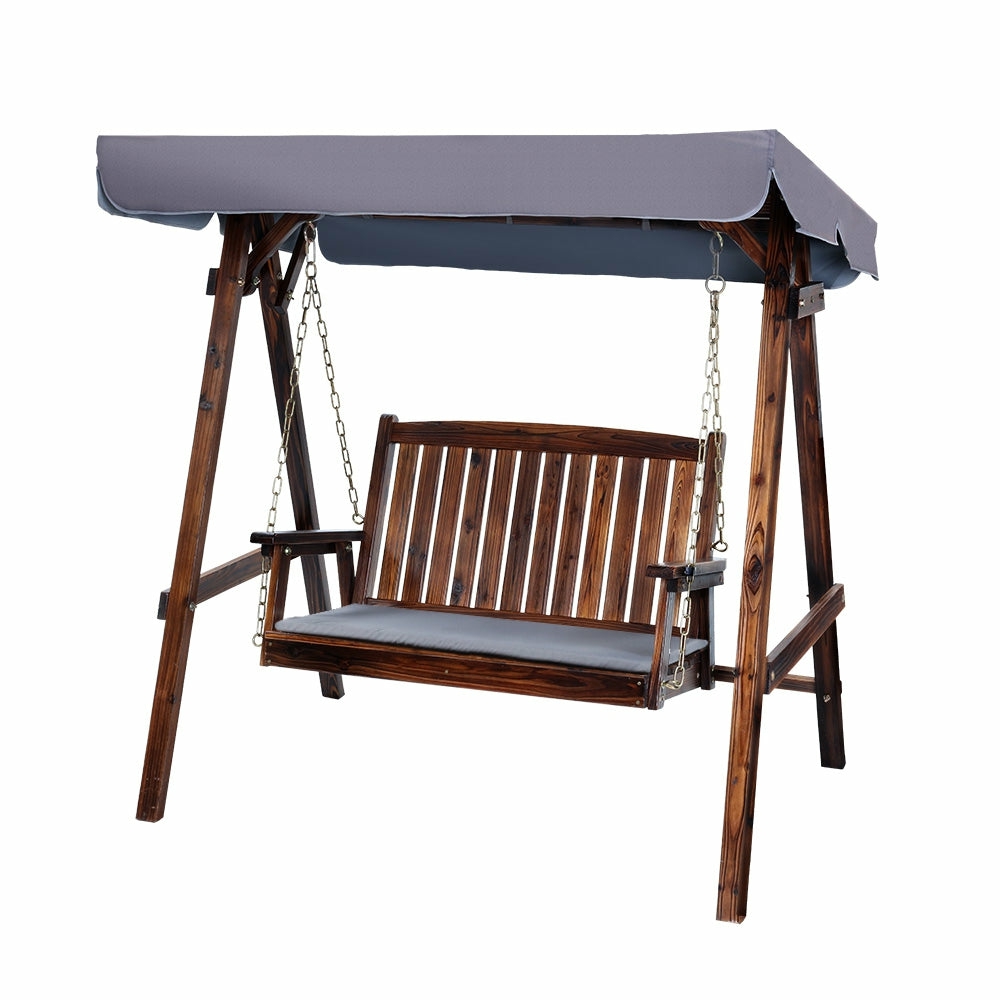 Weather-Resistant Wooden Swing Chair 2-Seater Outdoor Furniture