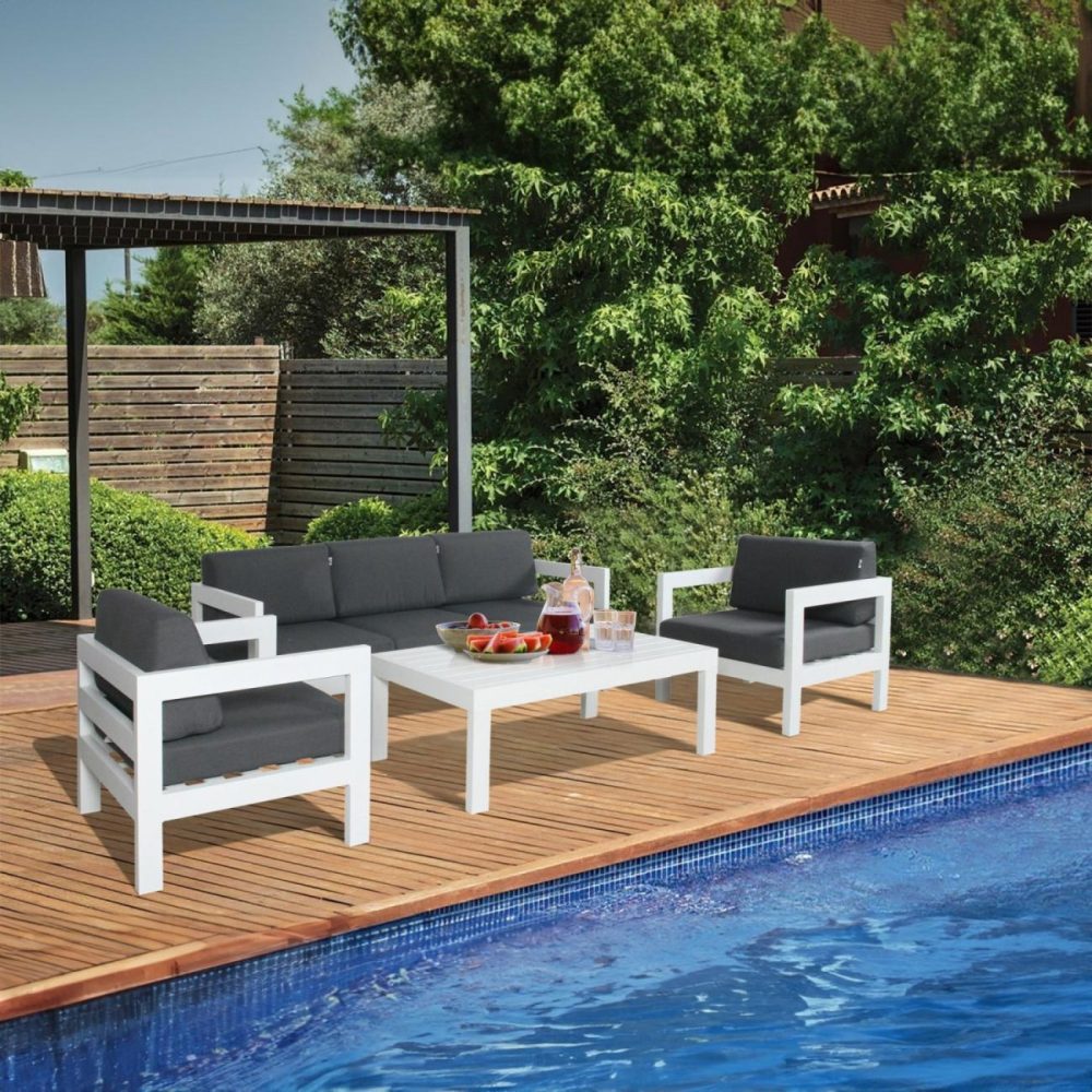 Weatherproof 4Pc Outdoor Sofa Set With Coffee Table Coffee Tables