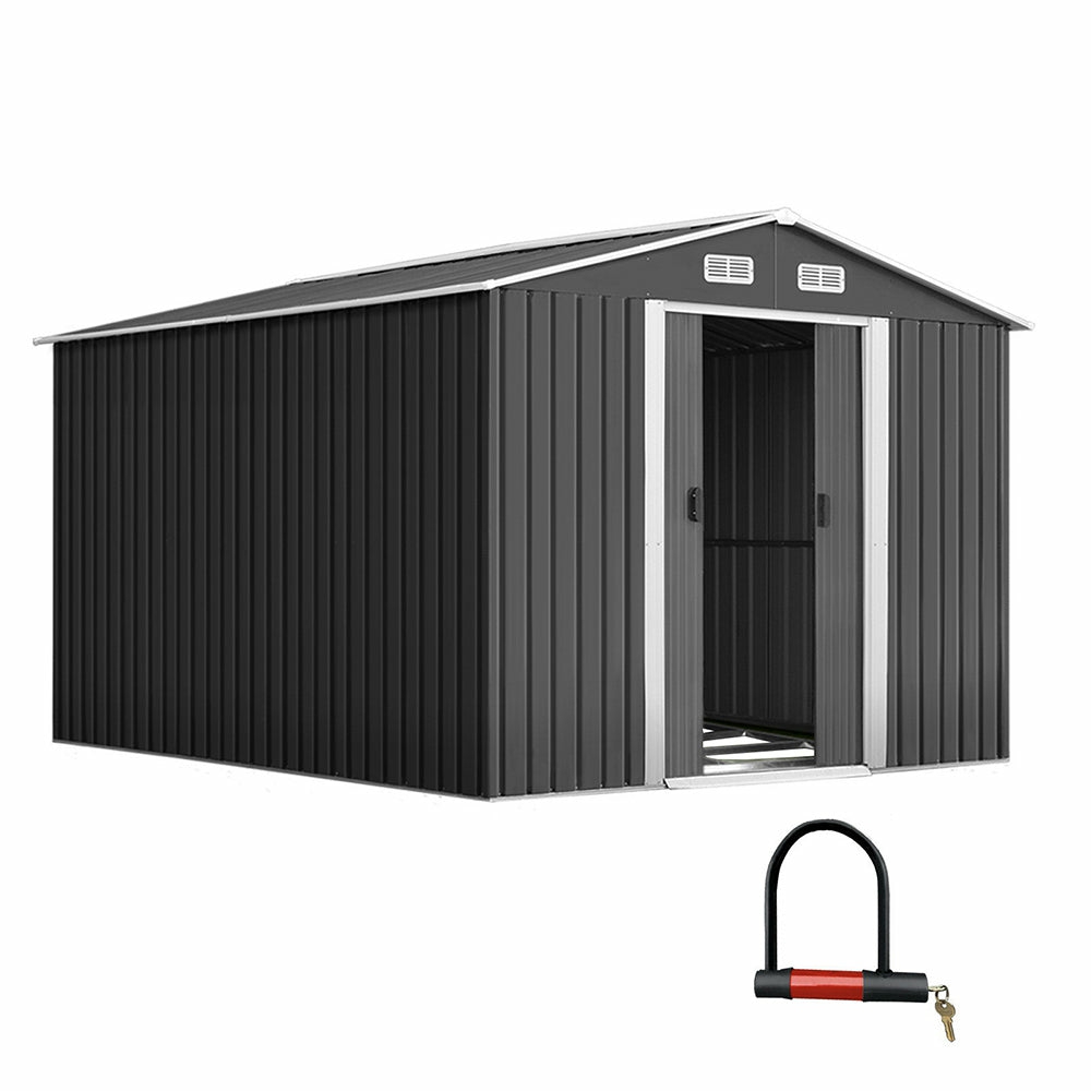 Weatherproof Metal Garden Shed 2.6X3.9M W/ Sliding Doors Garden Sheds