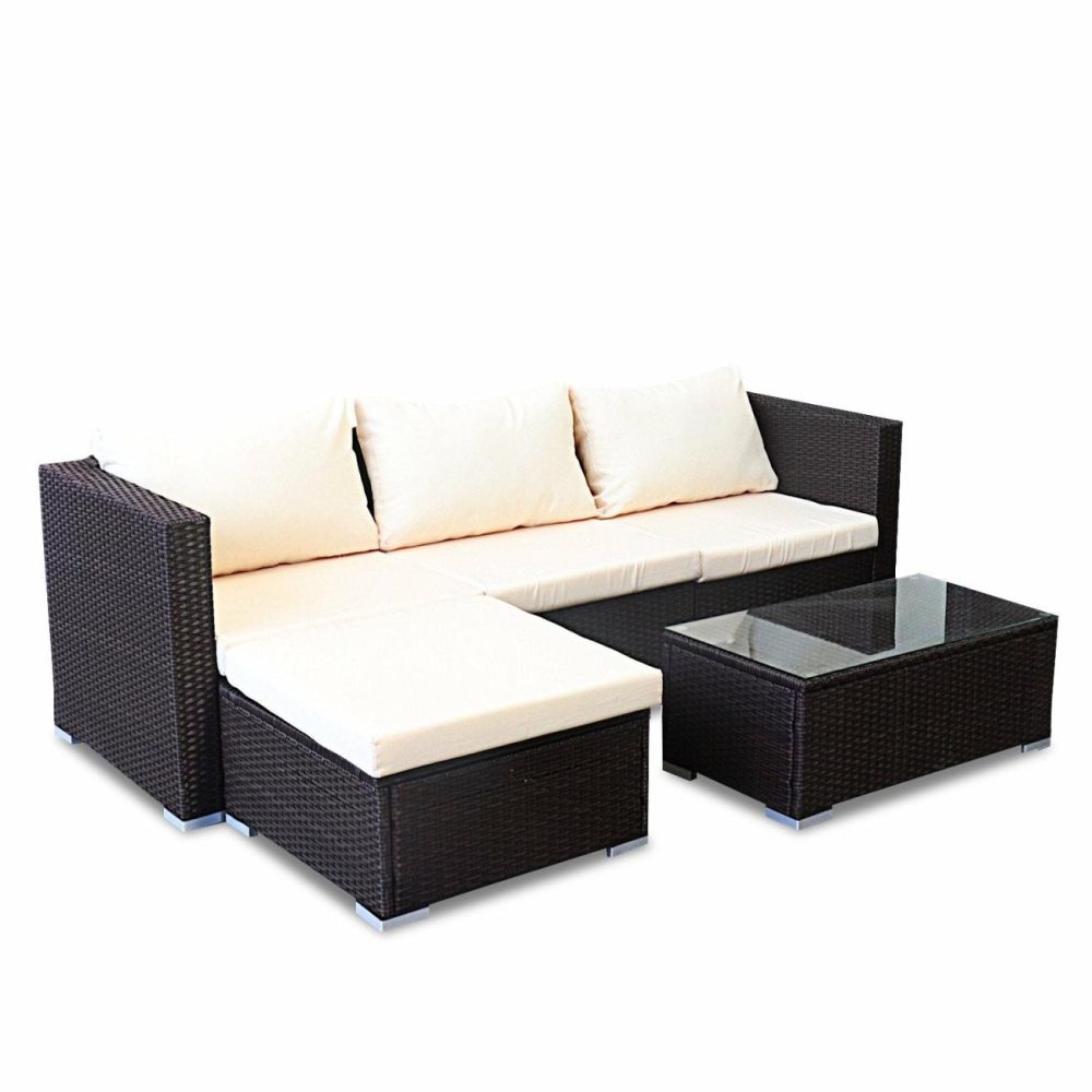 Weatherproof Modular 5Pc Outdoor Lounge Set With Cushions Outdoor Furniture