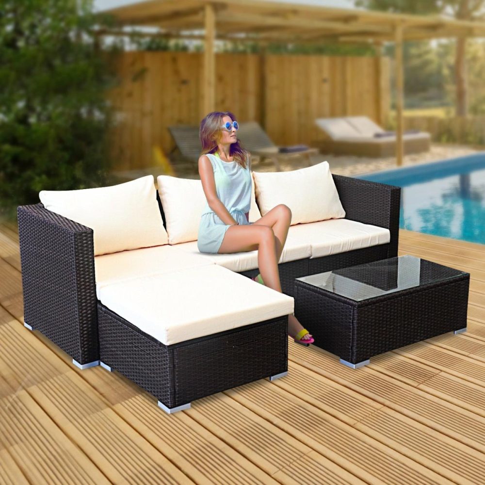 Weatherproof Modular 5Pc Outdoor Lounge Set With Cushions Outdoor Furniture