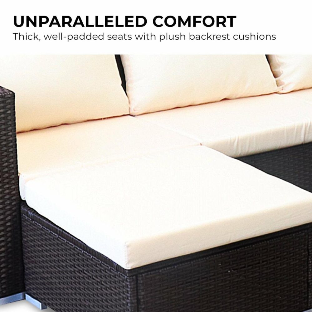 Weatherproof Modular 5Pc Outdoor Lounge Set With Cushions Outdoor Furniture