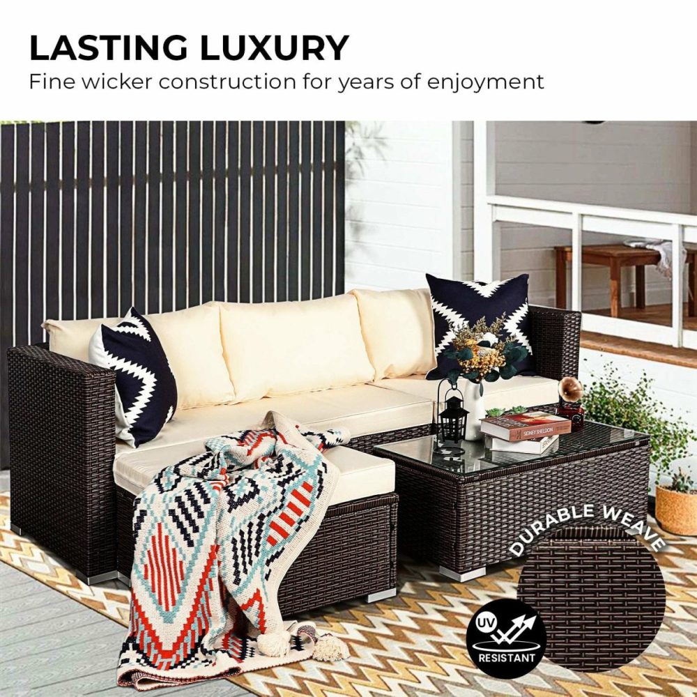 Weatherproof Modular 5Pc Outdoor Lounge Set With Cushions Outdoor Furniture