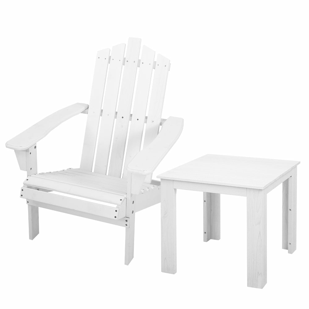 White 2Pc Adirondack Chair & Table Set Adirondack Chairs