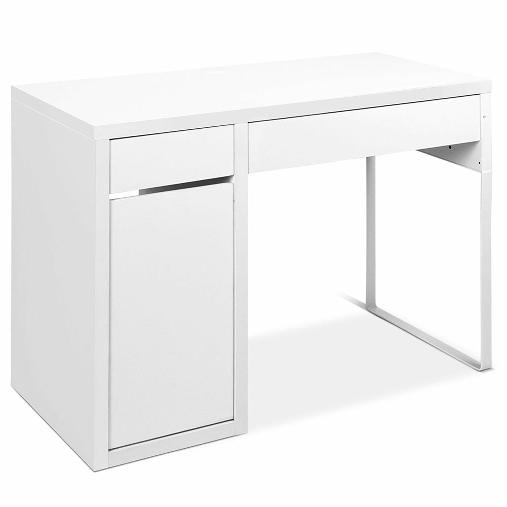 White Computer Desk With Drawer & Cabinet Computer Desks