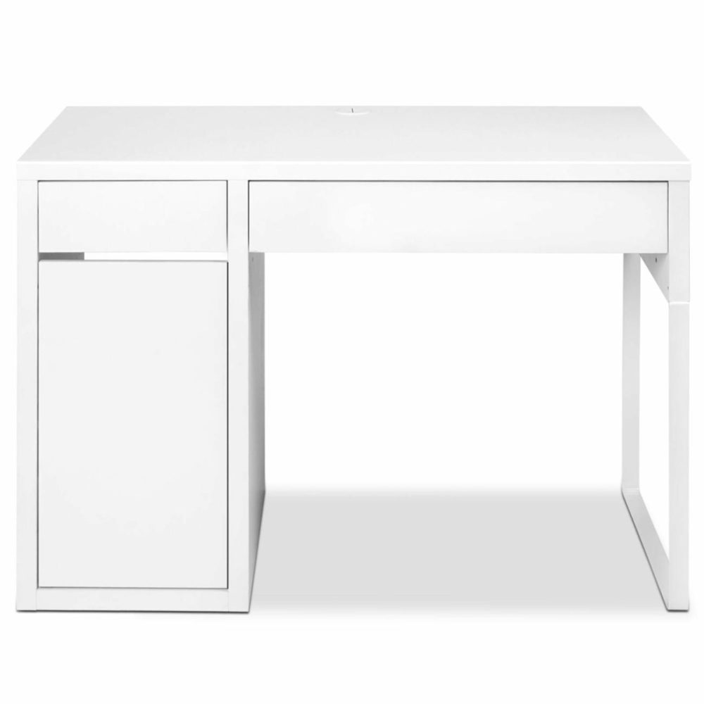 White Computer Desk With Drawer & Cabinet Computer Desks