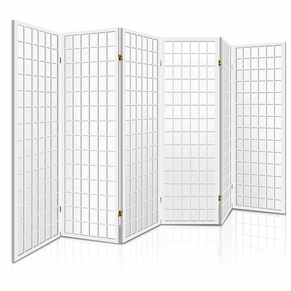 White Foldable 6-Panel Room Divider Furniture