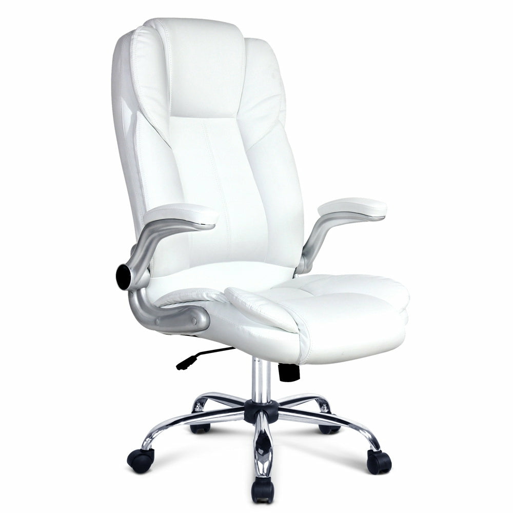 White Pu Leather High Back Executive Office Chair Executive Chairs