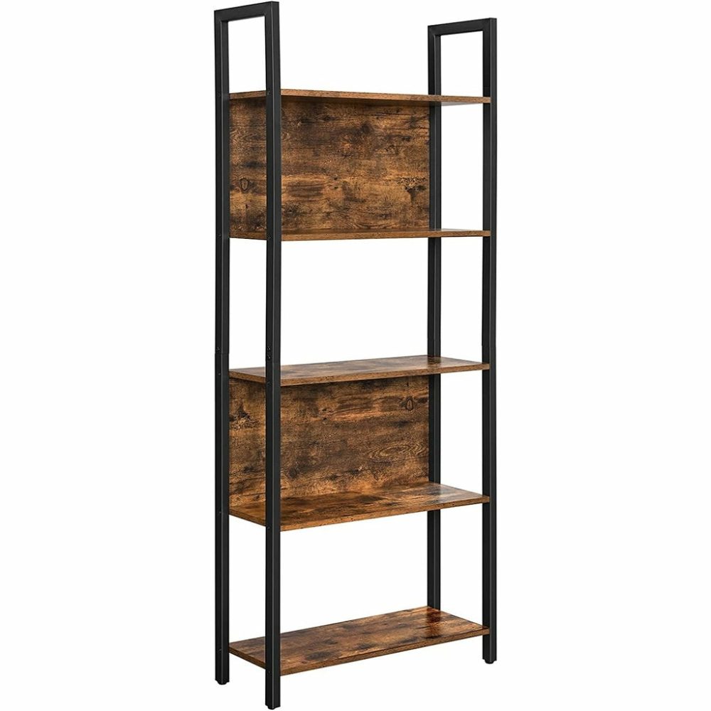 Rustic Brown 5-Shelf Bookshelf Bookshelves