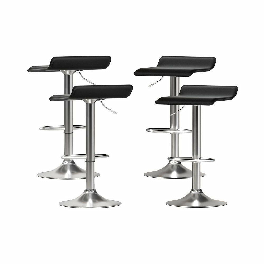 Adjustable Swivel Faux Leather Bar Stools Set Of 4 Black Bar Stools & Chairs