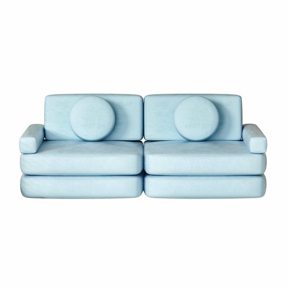 Modular Velvet Play Sofa Set 160Cm Blue Furniture