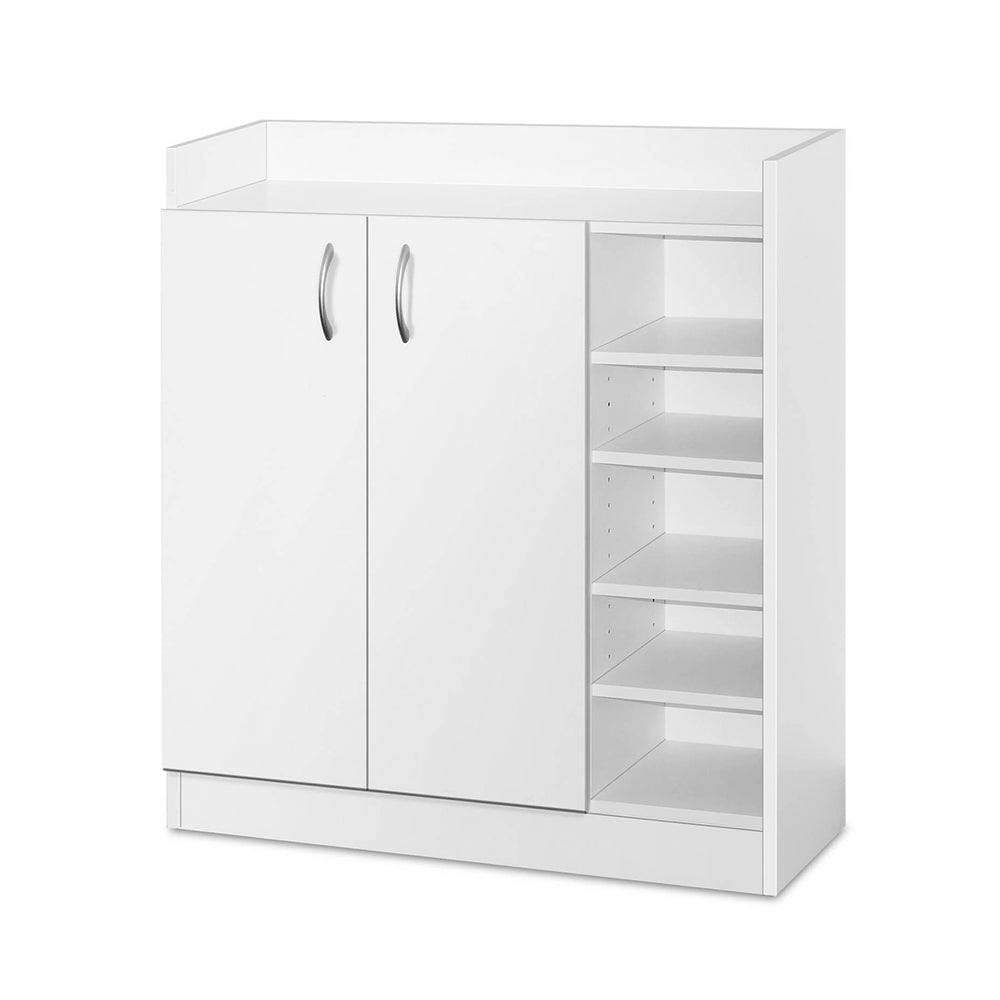 White 2-Door Shoe Cabinet W/ Adjustable Shelves Furniture