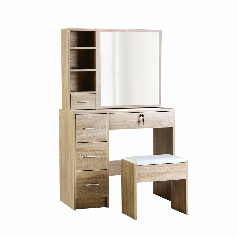 Sliding Mirror Dressing Table Set W/ Lockable Drawers Bedroom