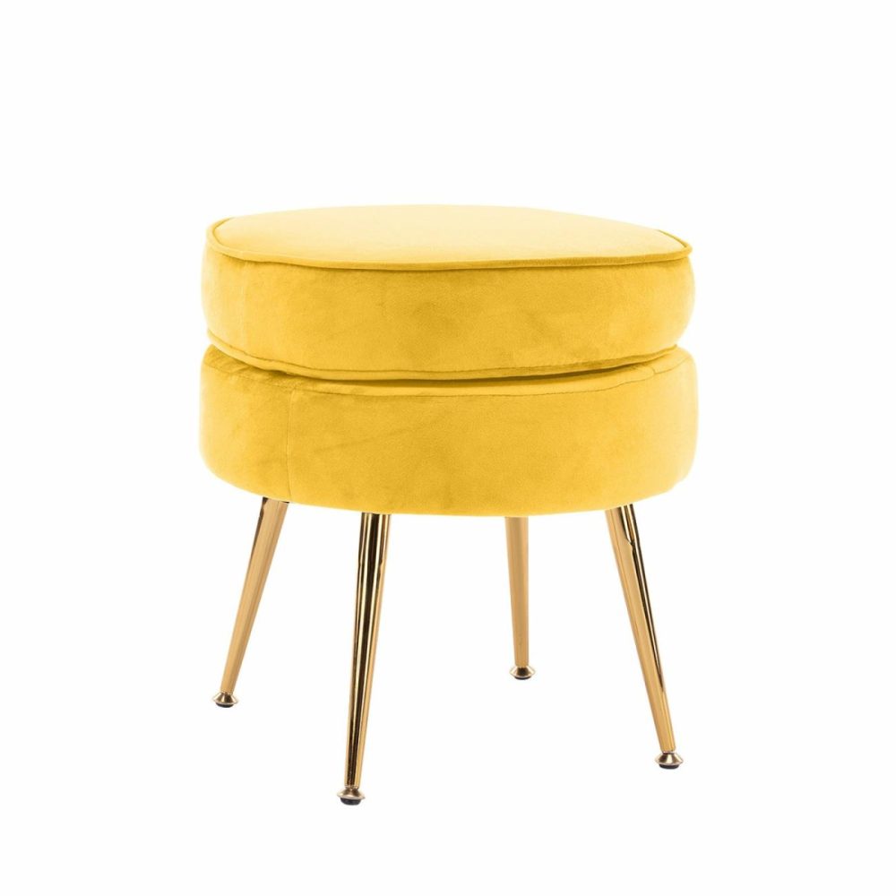 Velvet Round Ottoman Stool Bedroom